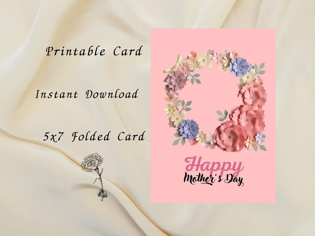 Printable Mother's Day Card 5x7 | Instant Download Card | Folded Card ...