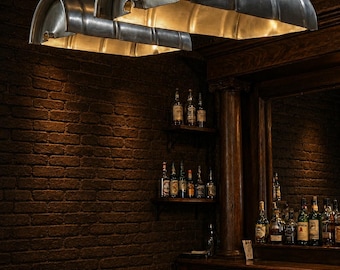 Industrielle Bierfass-Pendelleuchte - Handgefertigte Edelstahl-Deckenleuchte für Bar & Man Cave