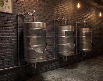 Beer Keg Urinal | Stainless Steel Urinal | Industrial Bar Decor | Man Cave Bathroom | Custom Handmade