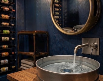 Handmade Stainless Steel Beer Keg Sink: Industrial Bar Vanity Bathroom Basin