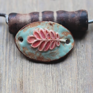 Bracelet Connector Rustic Earthy Greens colorful pinkish/coral