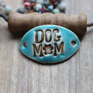 Aqua crackle glaze Dog Mom Dog Paw Bracelet connector paw print essential oil diffuser