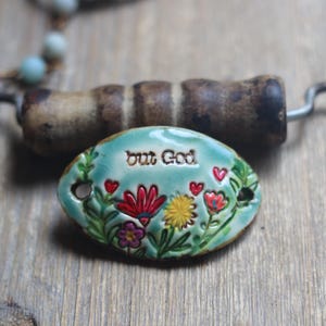 but God ceramic bracelet connector handmade jewelry image 1