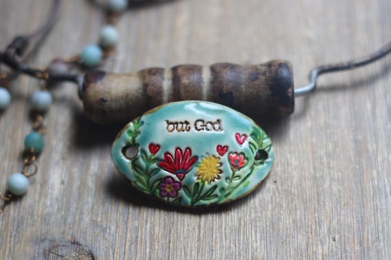 but God ceramic bracelet connector handmade jewelry