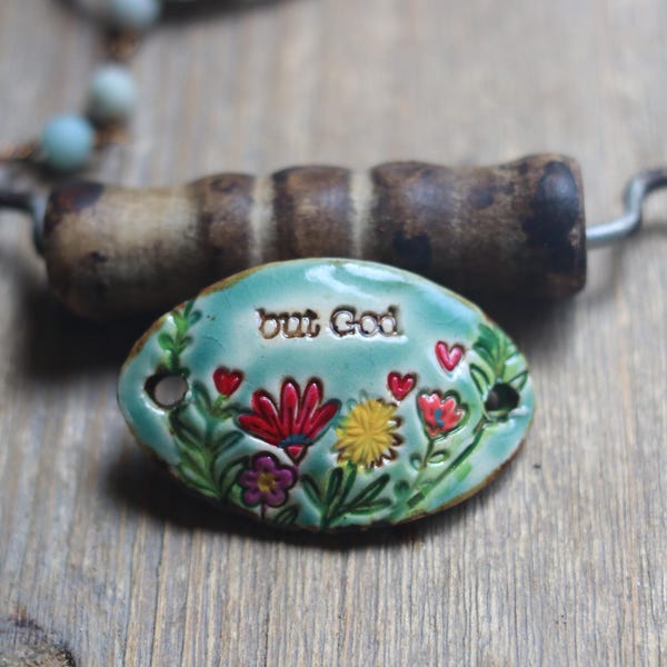 but God ceramic bracelet connector handmade jewelry