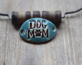Aqua Crackle Glaze Ceramic Dog Mom Connector: Essential Oil Diffuser