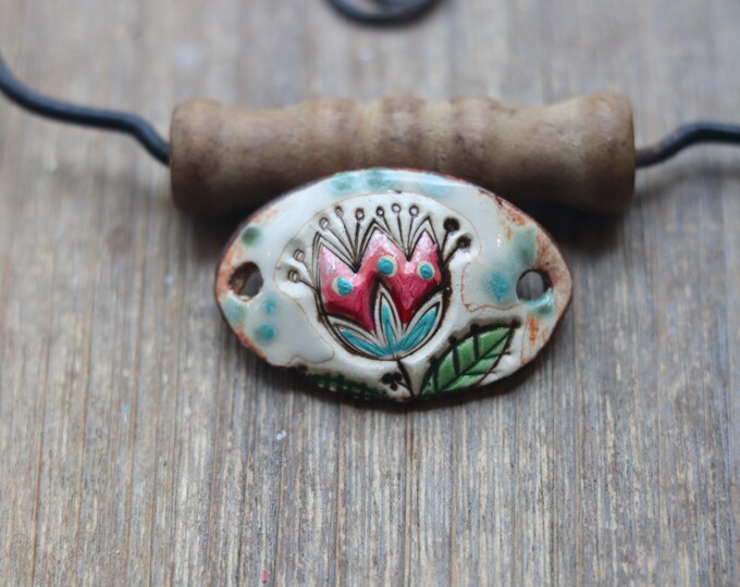 Tulip Bracelet Connector Rustic Artisan Handmade Pottery - Etsy