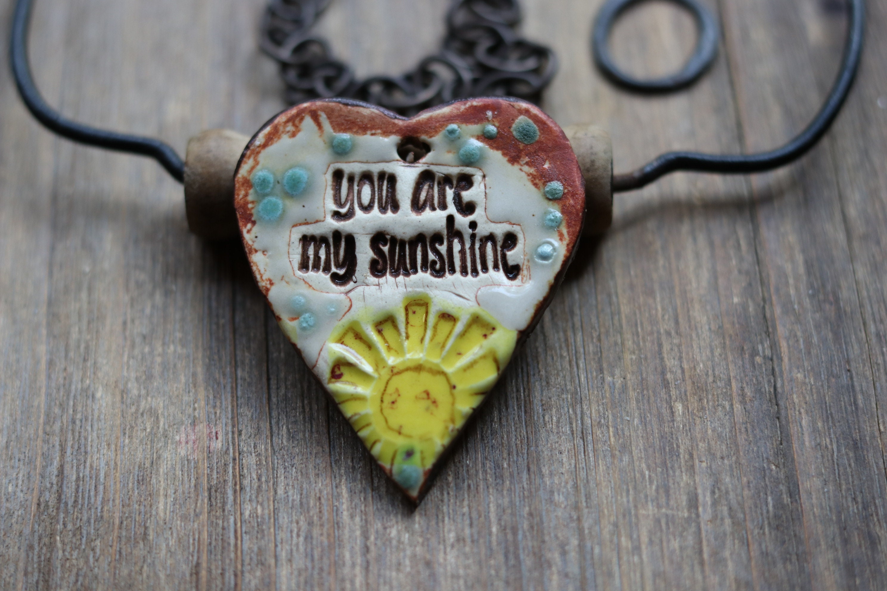 You Are My Sunshine Pottery Pendant Essential Oil bohemian ceramic pe…