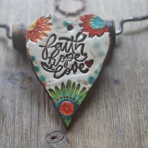 Faith Hope & love flower Pendant Rustic  Artisan pendant aromatherapy
