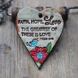 Faith Hope Love Ceramic Diffuser Pendant: Essential Oil Jewelry