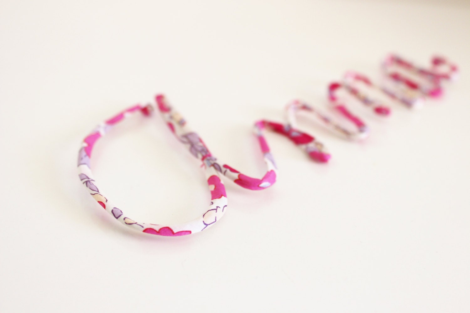 Prénom en Fil de Fer et Liberty Betsy Bougainvillée - sur Commande