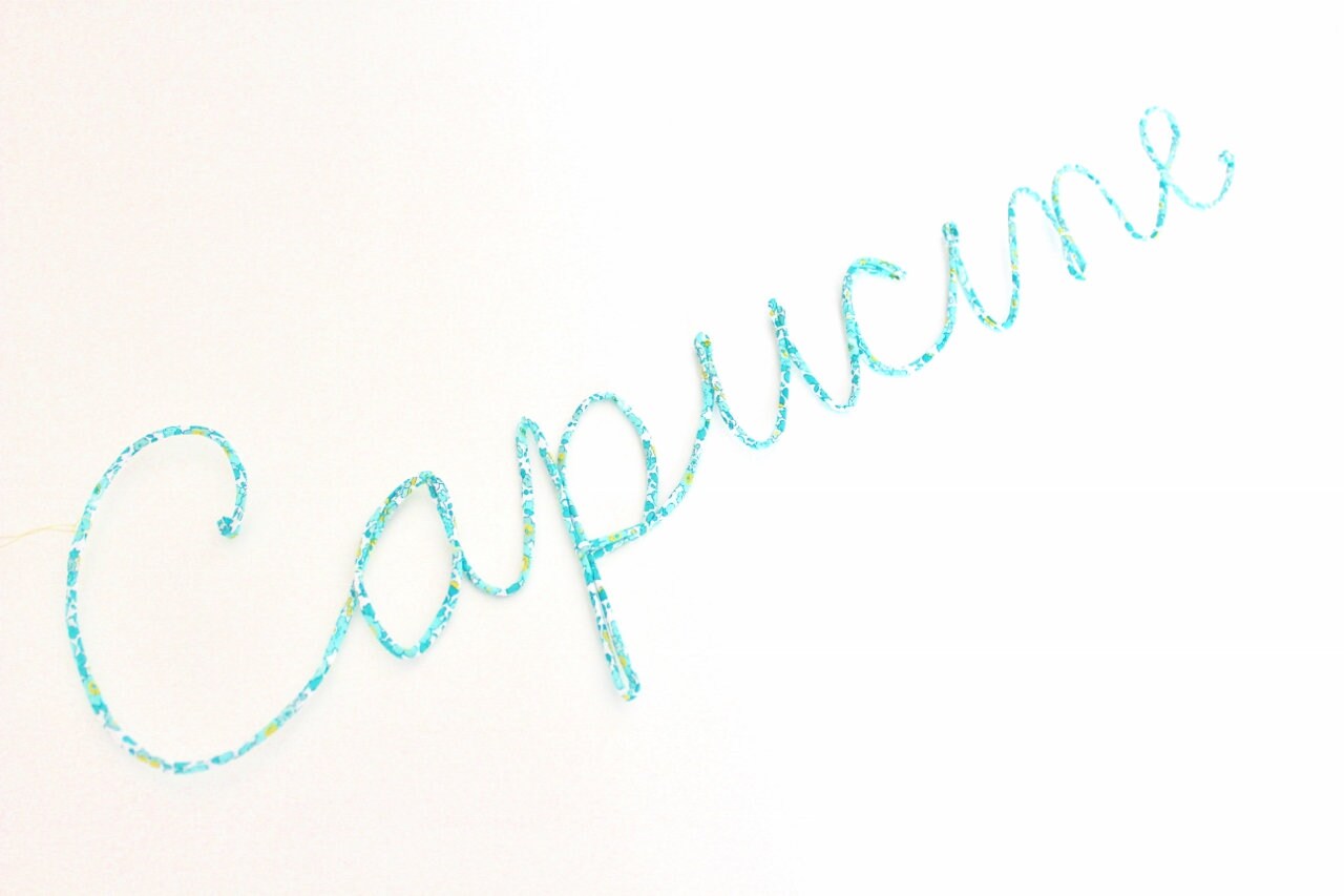 Prénom en Fil de Fer et Liberty Betsy Ann Mint & Lemon - sur Commande