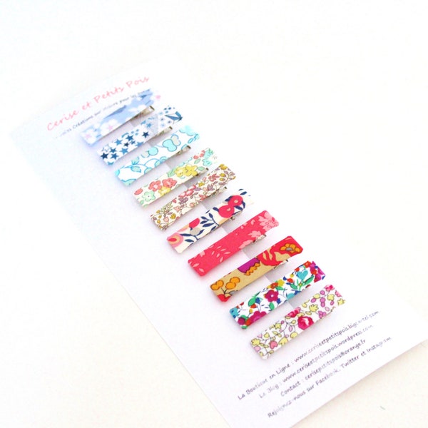 lot 10 Barrettes pince crocodile en tissu Liberty enfant - EN STOCK