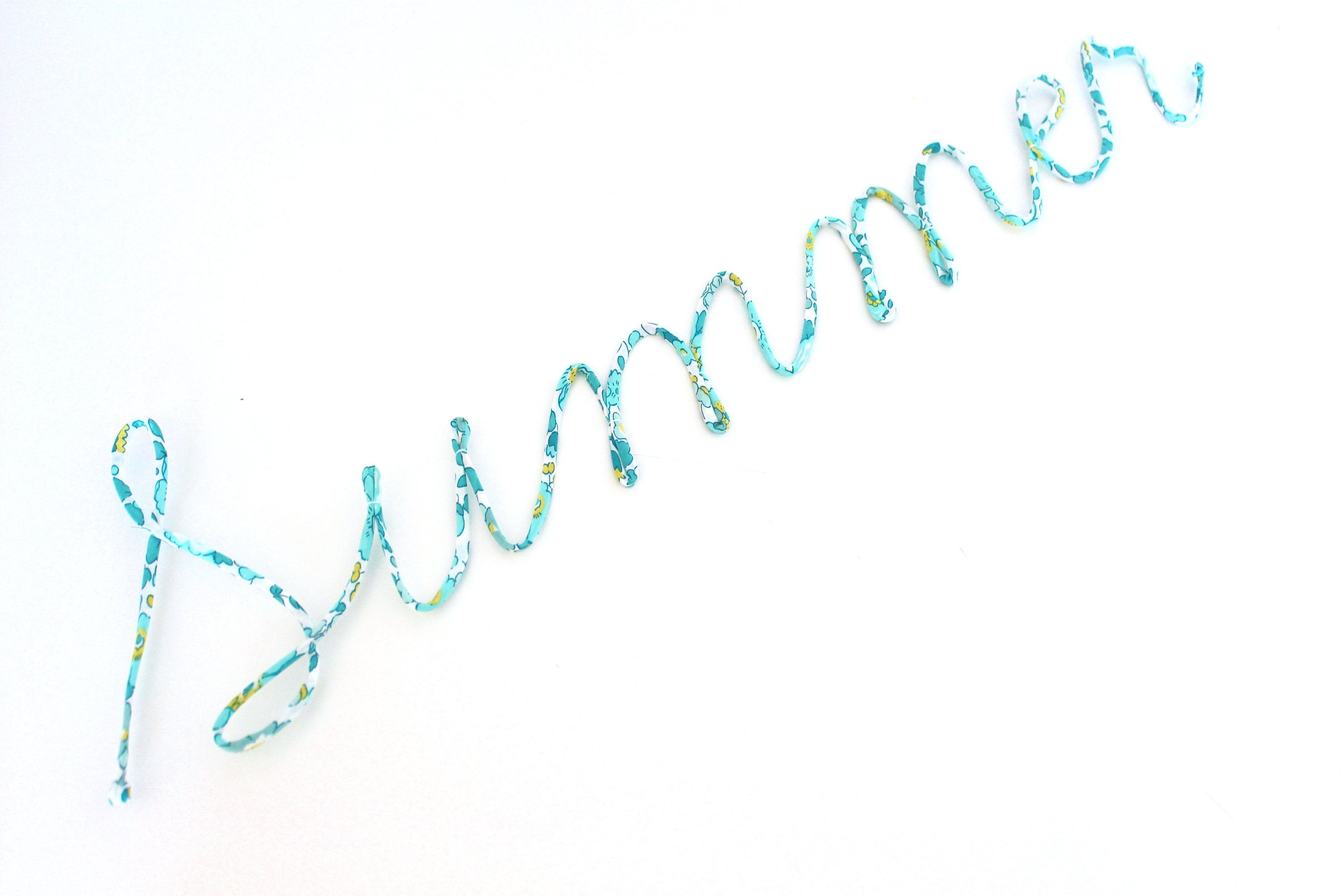 Prénom en Fil de Fer et Liberty Betsy Mint & Lemon - sur Commande