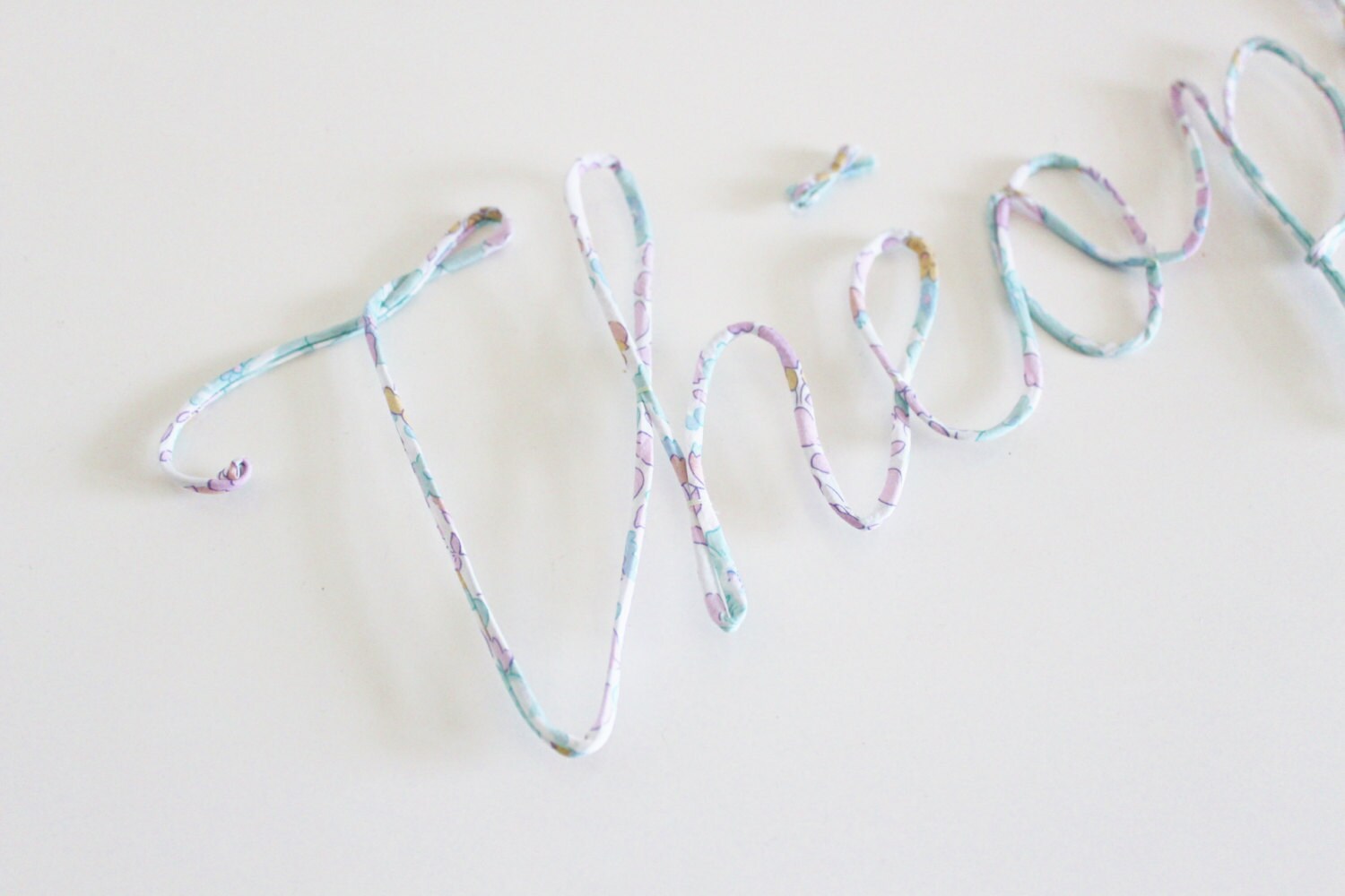 Prénom en Fil de Fer et Liberty Betsy Céladon - sur Commande