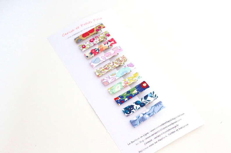 lot 10 Barrettes pince crocodile en tissu Liberty enfant EN STOCK image 2