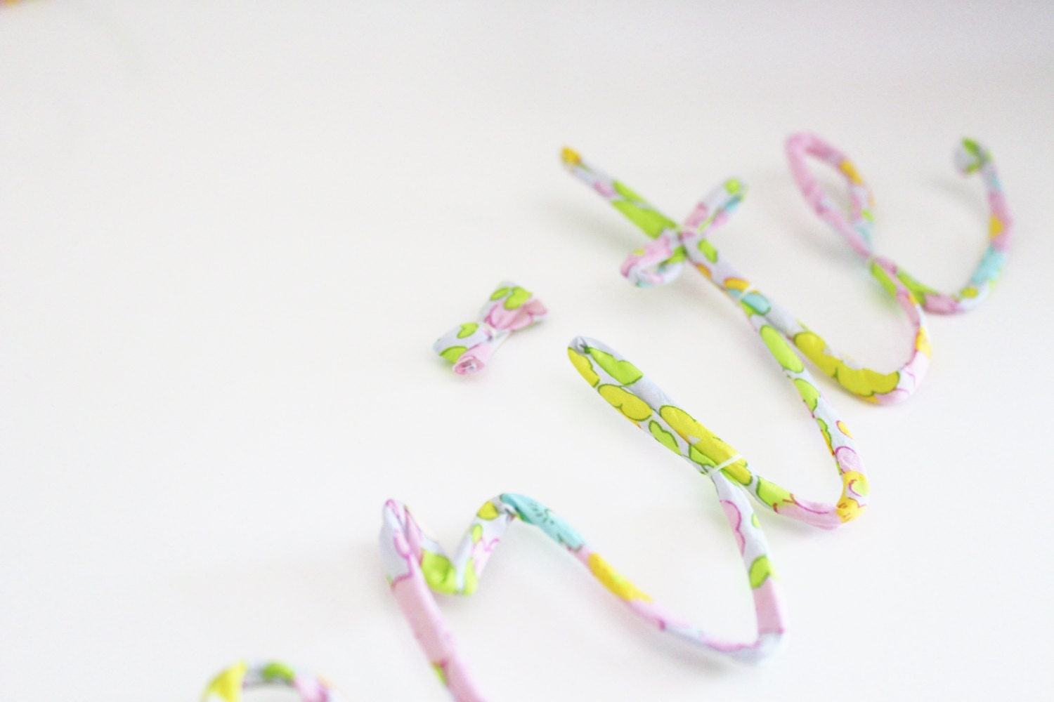 Prénom en Fil de Fer et Liberty Betsy Béryl Rose - sur Commande