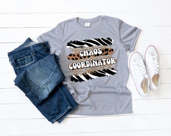 Chaos Coordinator PNG | Funny Mom Shirt Design | Leopard Zebra Print Graphic | Mom Life Chaos Tee | Trendy Mom PNG | Digital Download