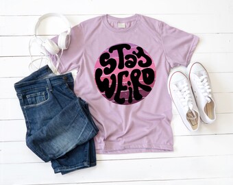 Stay Weird PNG | Retro Smiley Face Shirt Design | Groovy Aesthetic Tee | Trendy Vintage Graphic | Digital Download