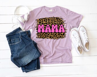 Leopard Mama PNG | Leopard Print Mama Shirt Design | Pink Mama Graphic | Trendy Mom Shirt PNG | Cheetah Print Design | Digital Download