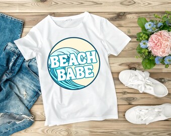 Beach Babe PNG | Summer Shirt Design | Vacation Tee Graphic | Tropical Aesthetic Shirt | Retro Beach PNG | Digital Download