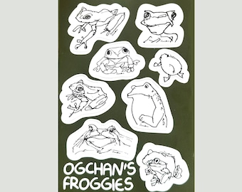Grandpa's Frog Sketches DrawingSticker Sheet | 4"x6" Waterproof Vinyl