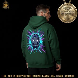 Premium hoodie "Cyber Vortex" — Exclusieve editie in bosgroen van My Hot Hoodies