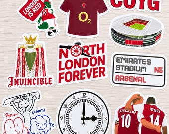 10 Arsenal-stickers, set vinyl voetbalstickers, cadeau voetbalfan