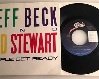 Jeff Beck and Rod Stewart / People Get Ready / 1985 Epic 45 and PS / NM+