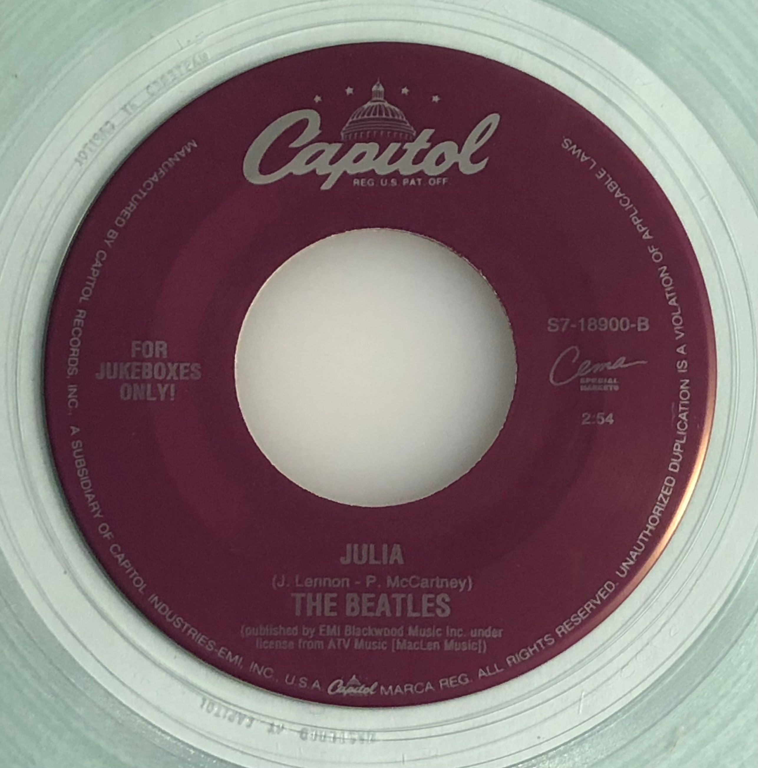 The Beatles / Ob-la-di, Ob-la-da & Julia / Clear 45rpm / Mint - Etsy
