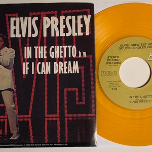 Elvis Presley / In The Ghetto & If I Can Dream / 1985 45rpm and Picture Sleeve / Mint!