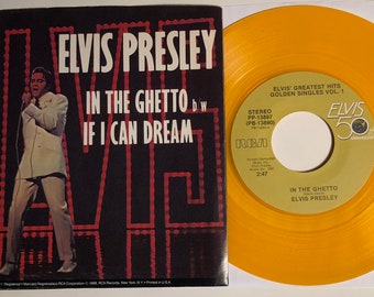 Elvis Presley / In The Ghetto & If I Can Dream / 1985 45rpm and Picture Sleeve / Mint