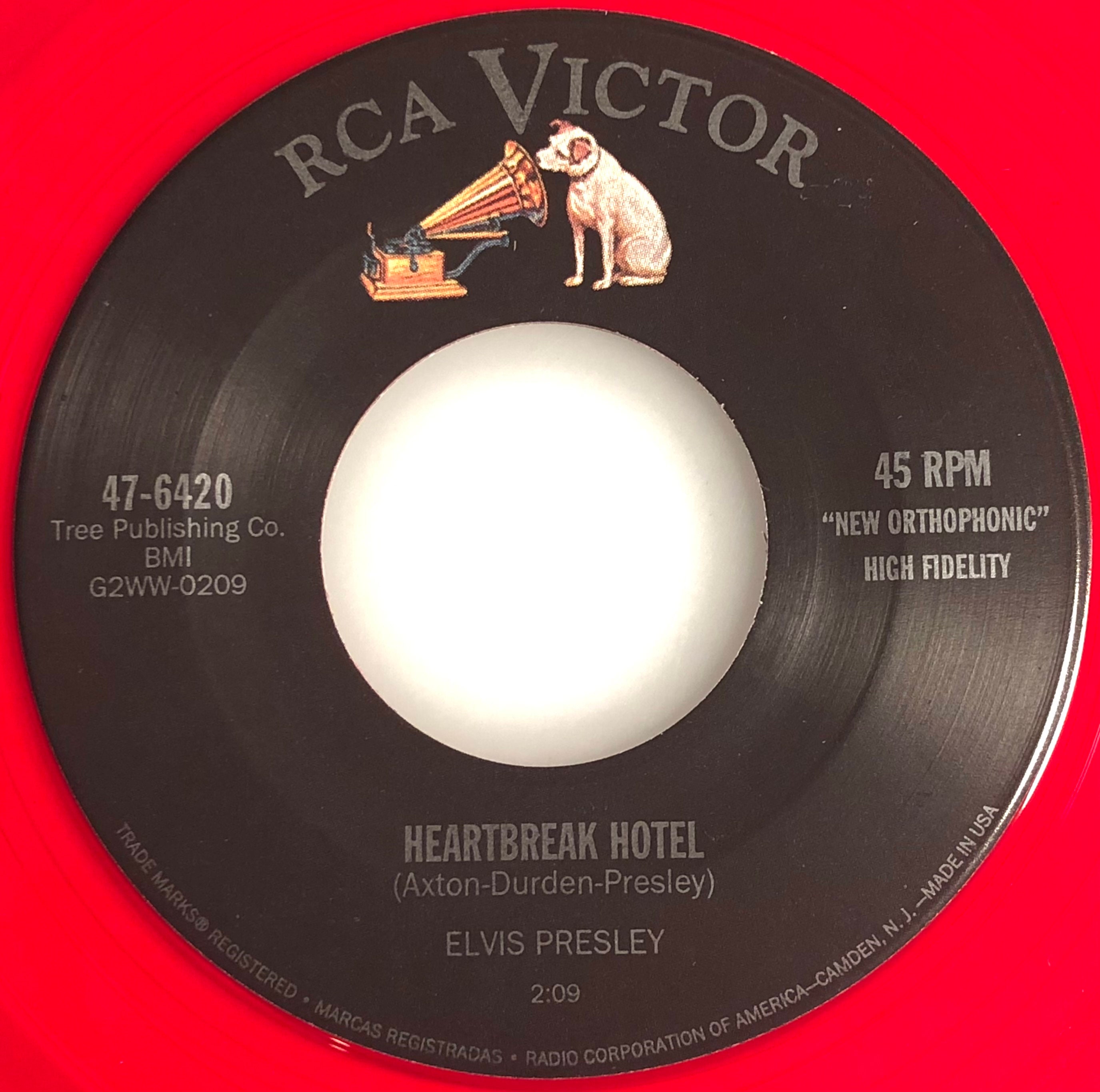 エルヴィスのハート・プレイク・ホテルのシーラック盤、SPレコードです