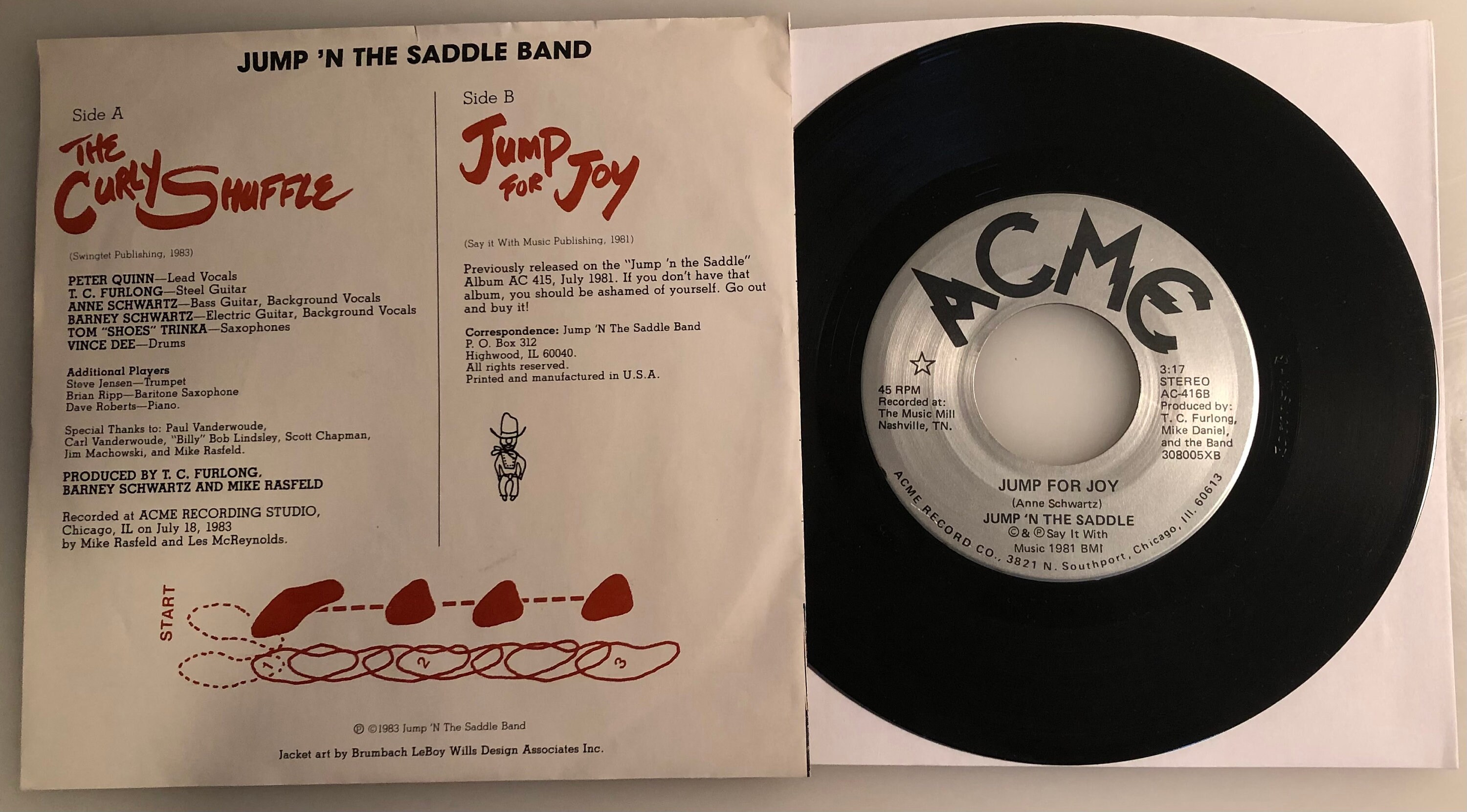 Life record in America : N.Y.C. shuffle… Jump 'n the Saddle / the Curly Shuffle / Original ACME 45 With