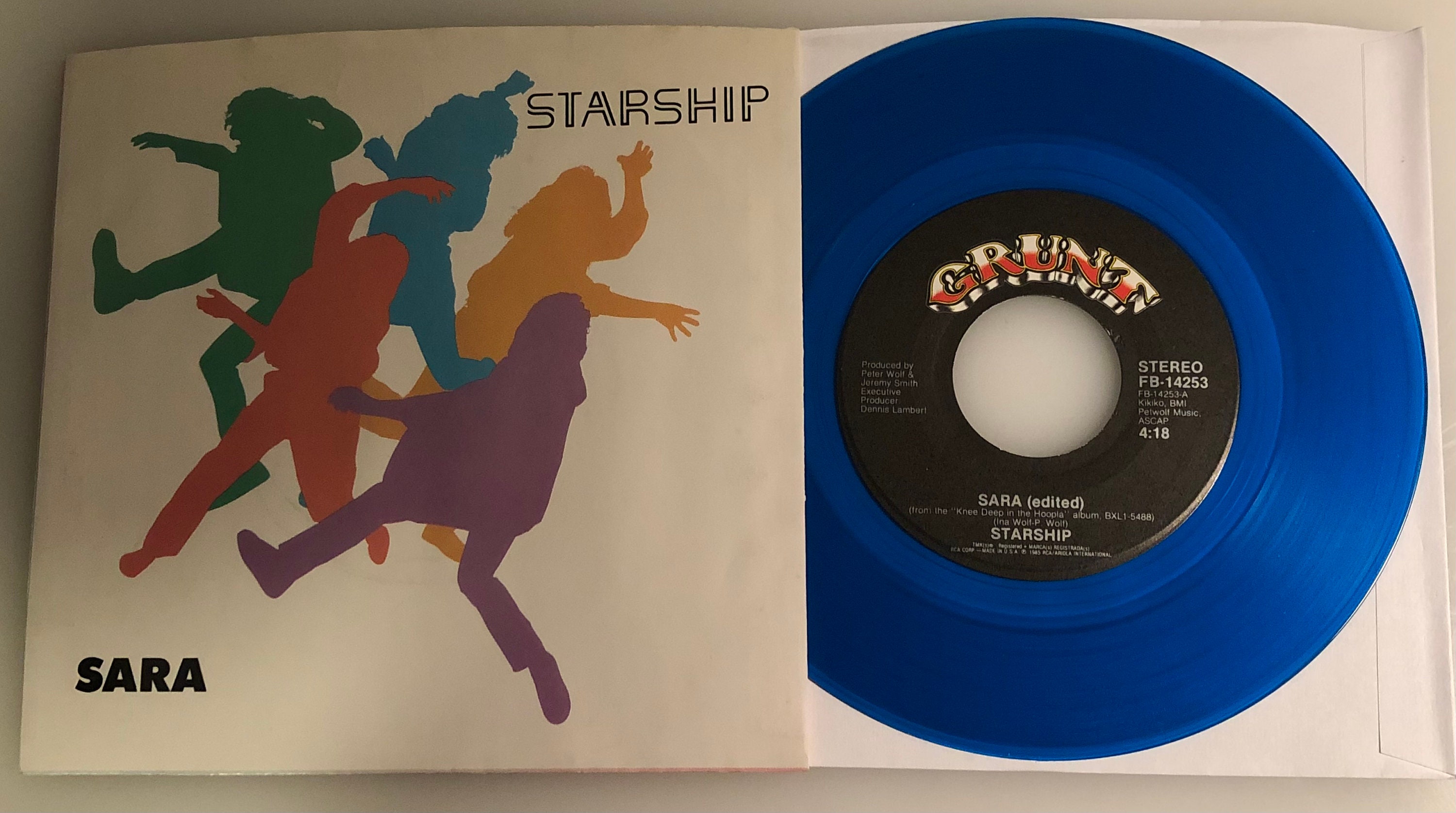 Jefferson Starship / Sara / Limited Edition Blue Vinyl 45rpm & PS / Mint!
