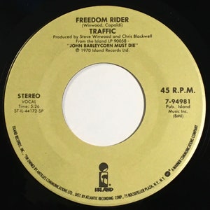 Traffic Freedom Rider Traffic / Freedom Rider (first Time Issued as a 45 in US) & Paper Sun ...