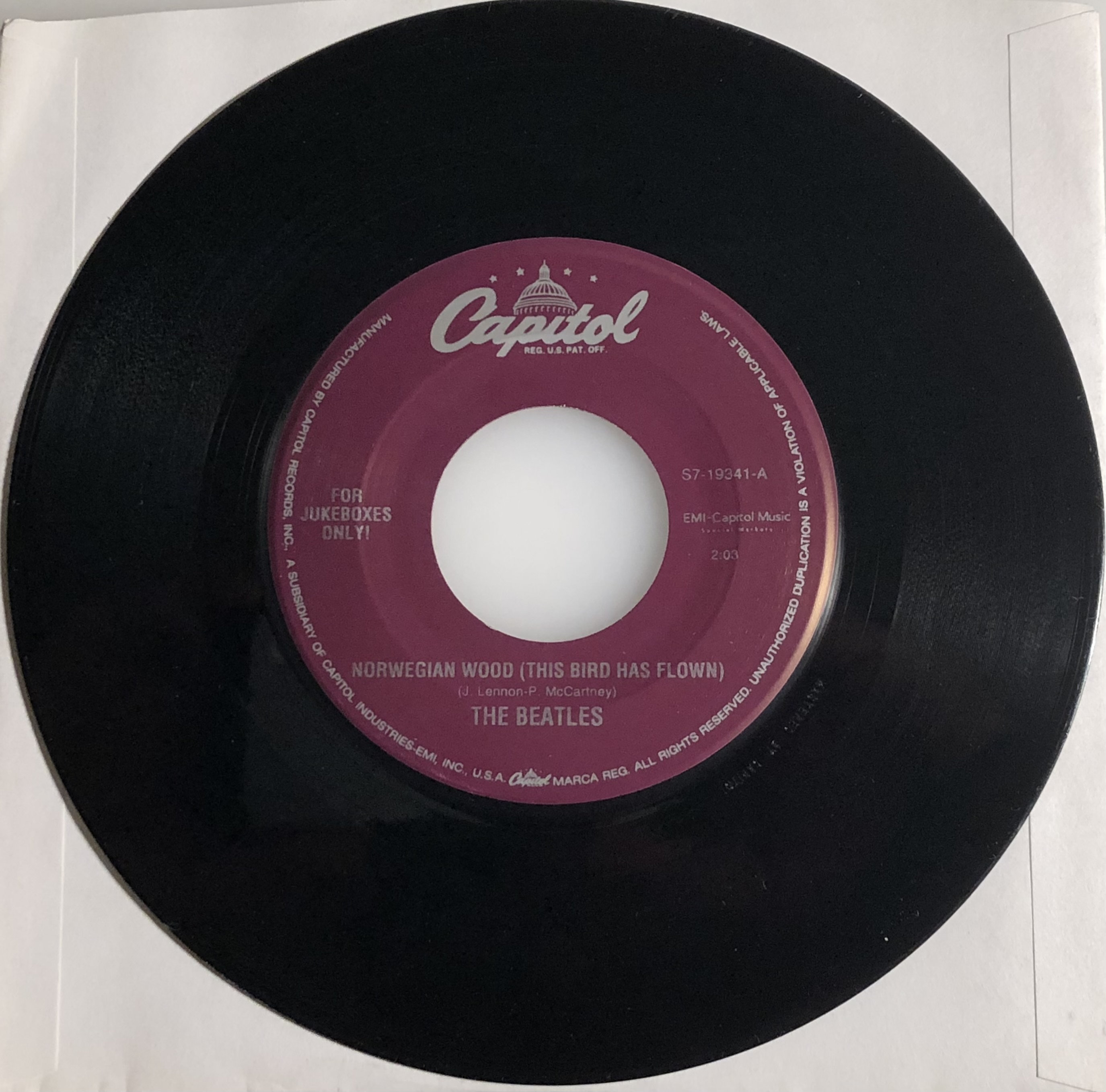 ビートルズ 45RPMレコード The Beatles / Norwegian Wood & If I Needed Someone / Black Vinyl