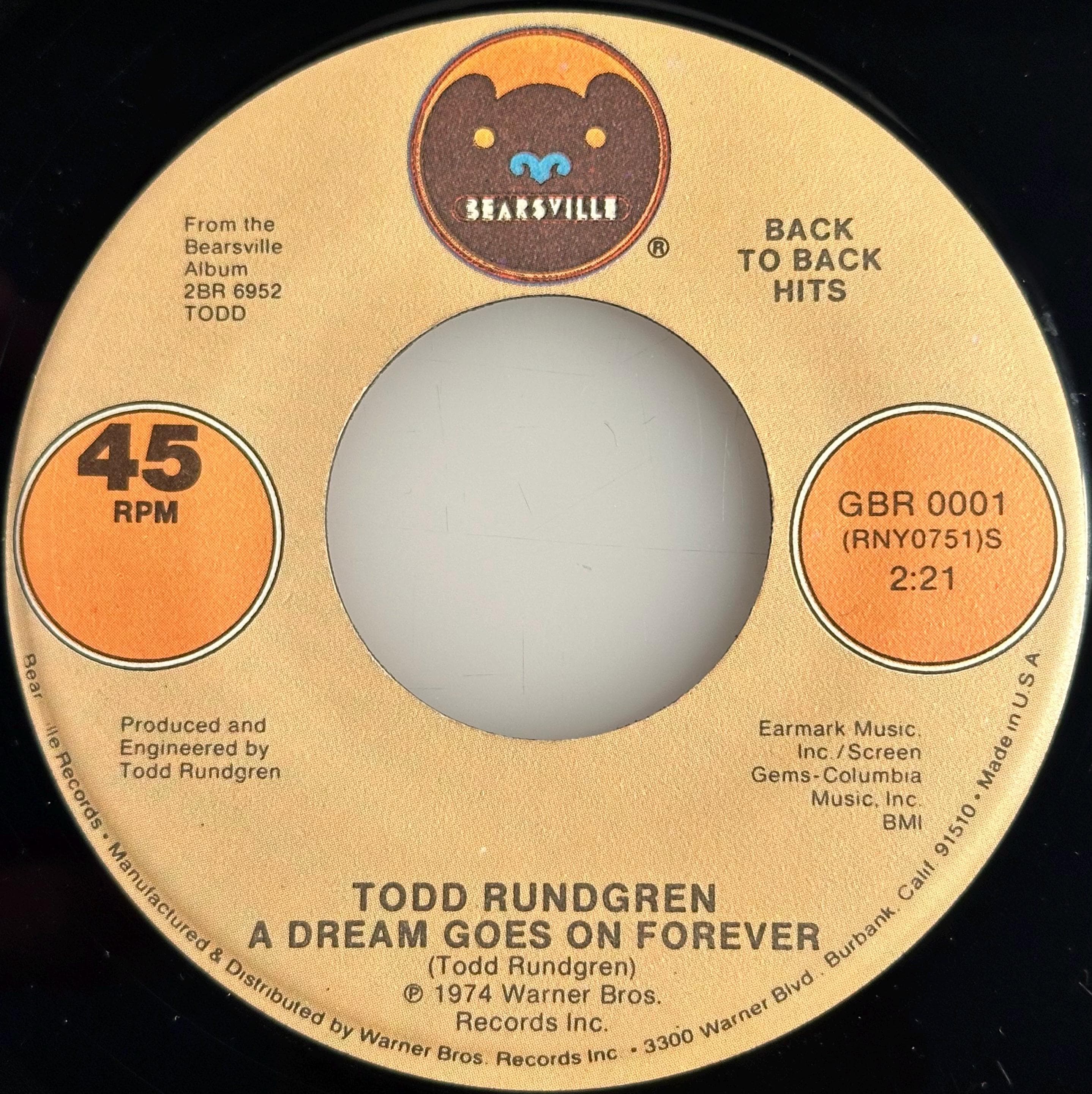 Todd Rundgren / Hello It's Me (1972 Popular Version) / Bearsville