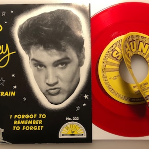 RARE Elvis Presley / Mystery Train / SUN Vinyl 45 with ERROR Double A side labels on one side / Mint