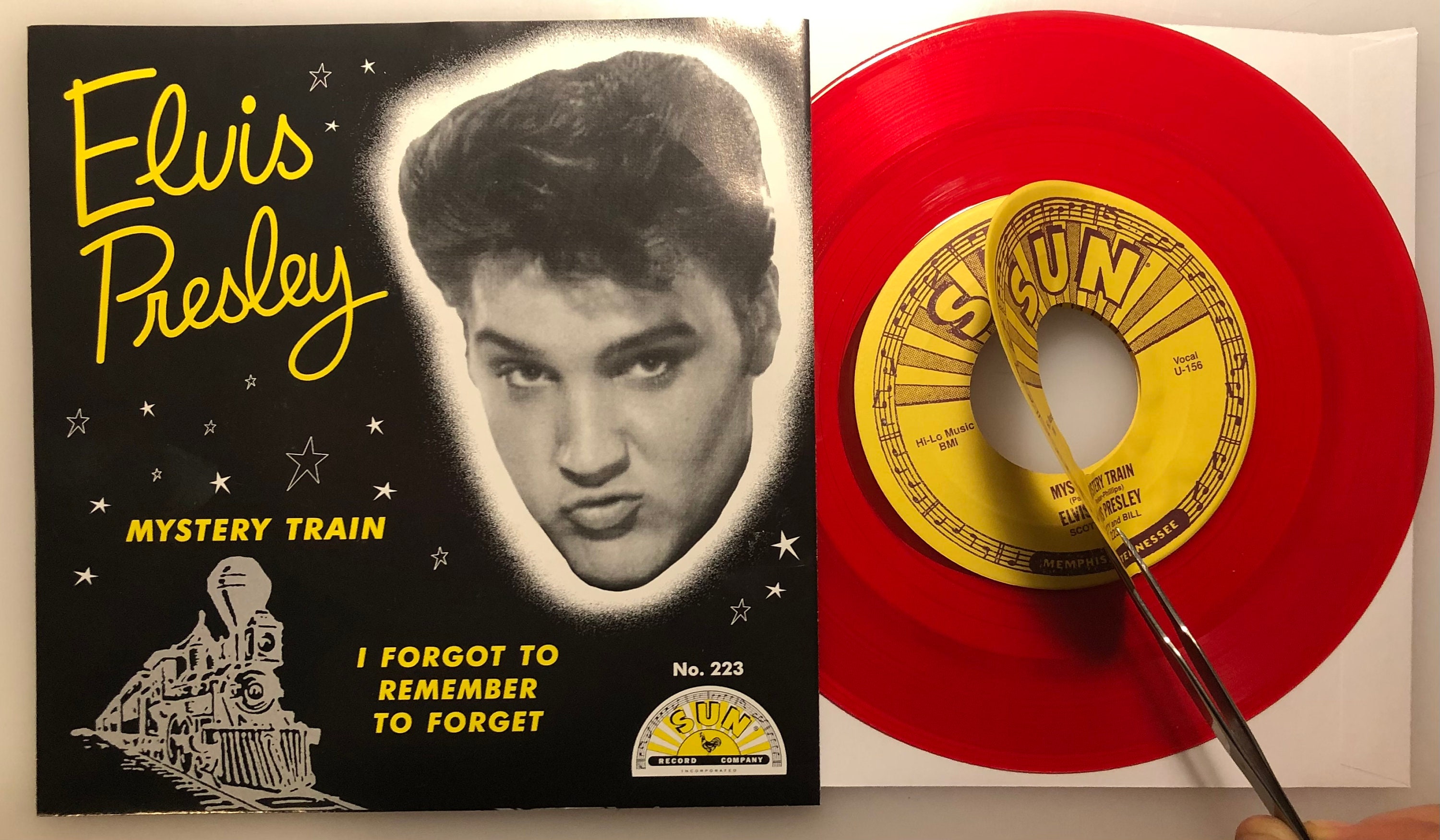 Rare Elvis Presley 'mystery Train' SUN Red Vinyl 45 - Error Double
