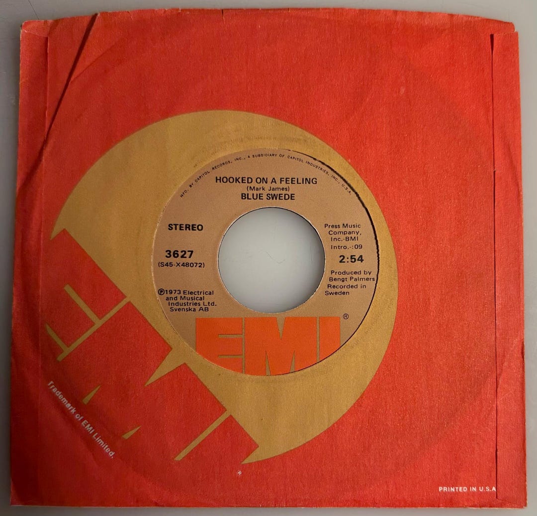 Blue Swede / Hooked on A Feeling / 1973 EMI 45 / NM- - Etsy