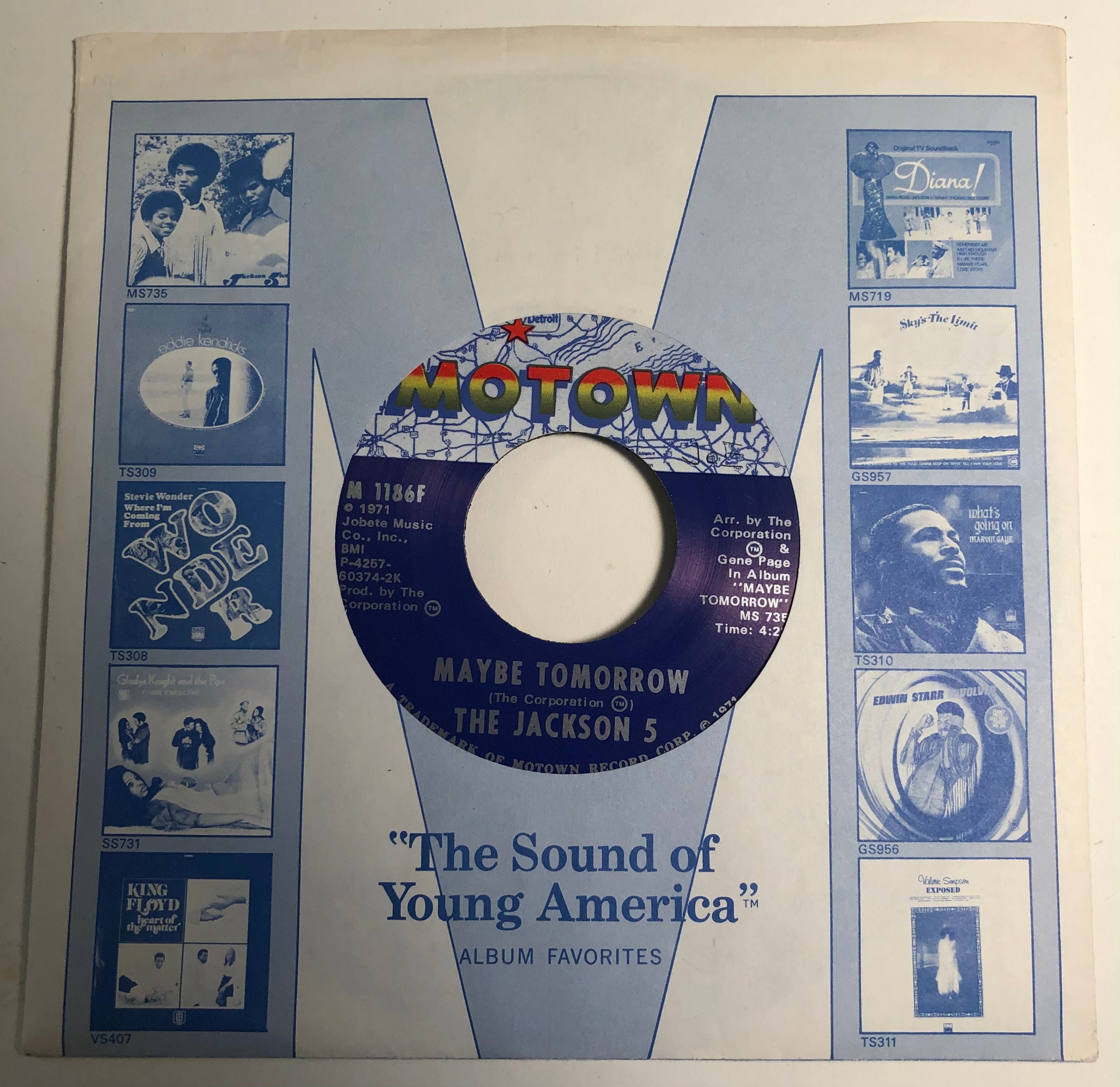 JACKSON5　maybe tomorrow　MOTOWN LPレコード The Jackson Five / Maybe Tomorrow / Motown 1971 Original 45 / NM+