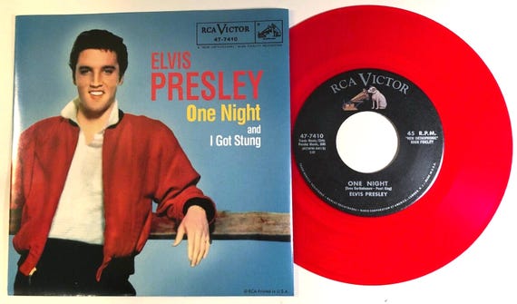 Elvis Presley / One Night & I Got Stung / RCA Red Vinyl 45 W PS