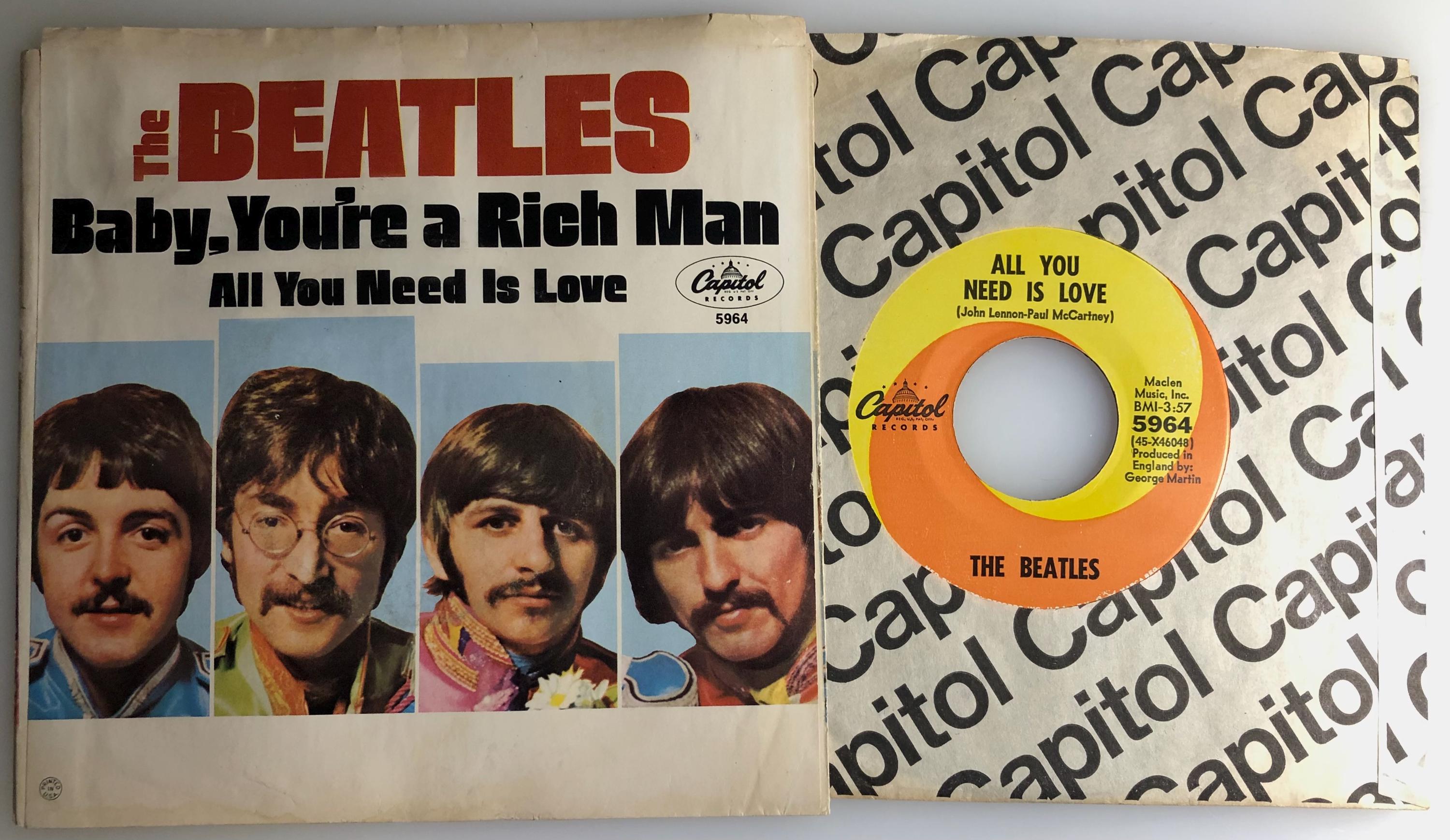 The Beatles 1967 45 RPM Record: All You Need is Love, With Picture