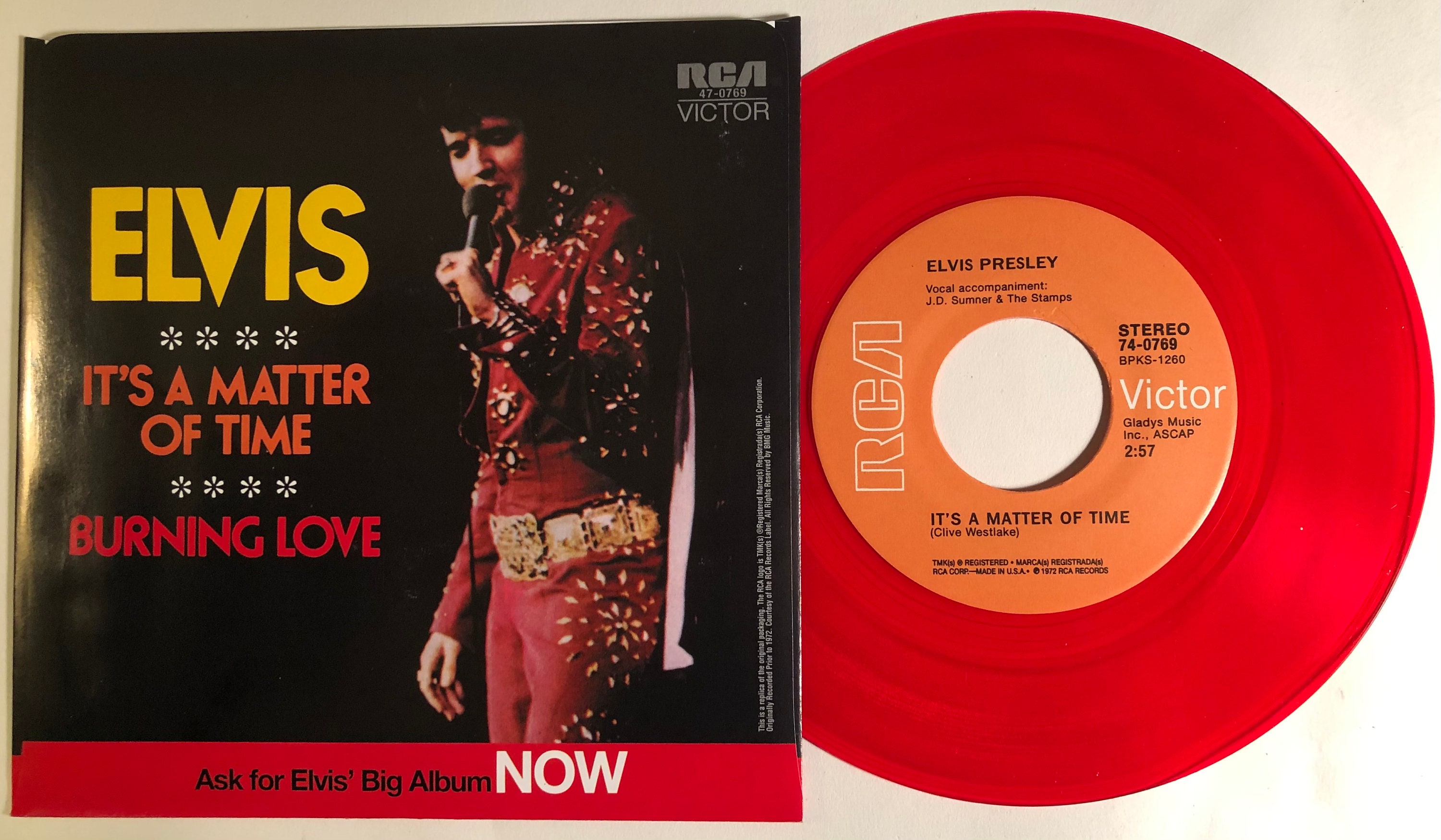 Elvis Presley / Burning Love & It's A Matter of Time / RCA - Etsy