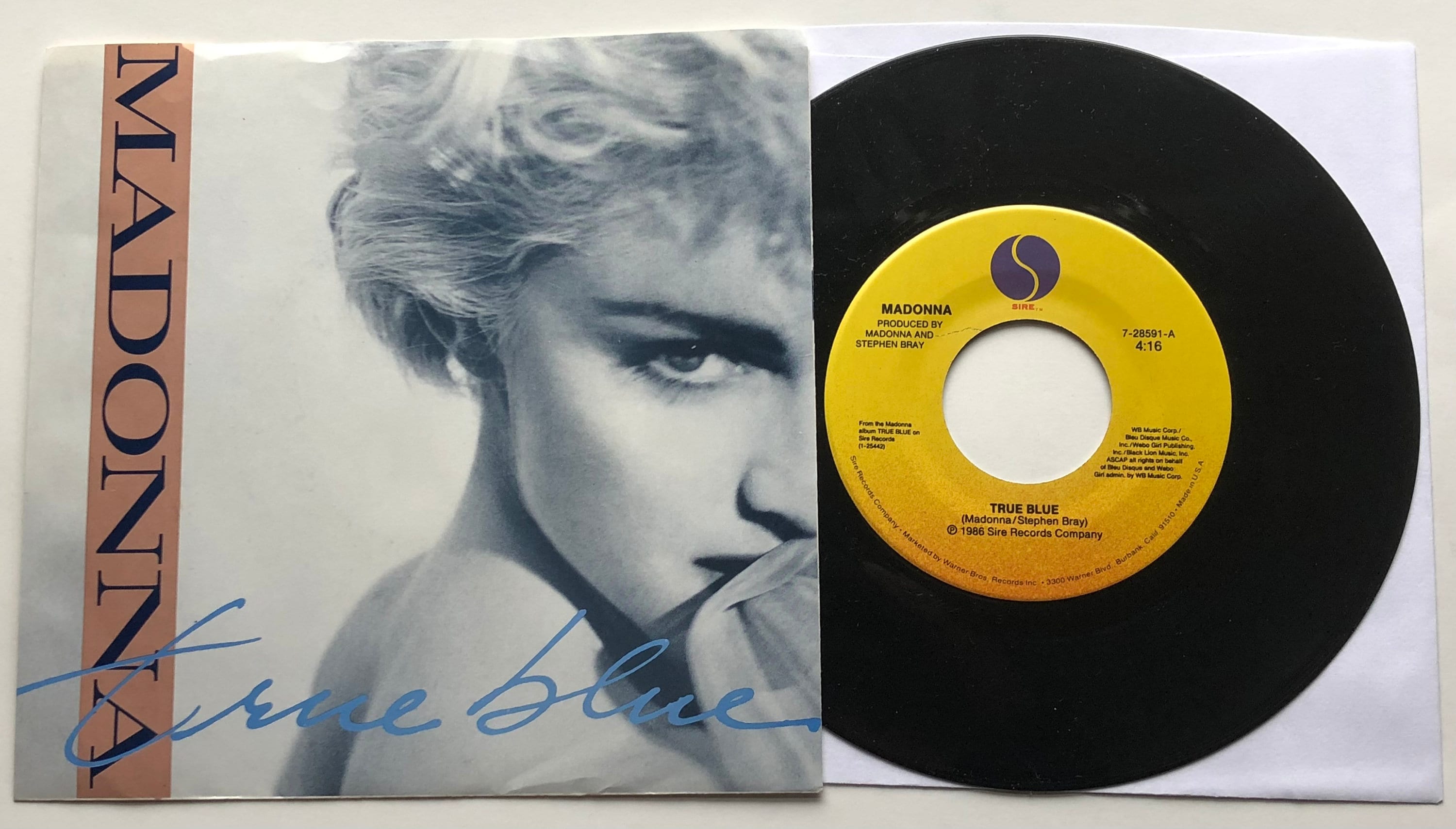 Vintage Original Madonna True Blue LP With Liner Record Album Vinyl 1986  Sire 