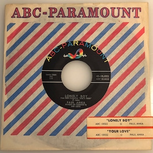 Paul Anka / Lonely Boy / 1959 Original ABC 45rpm / NM+