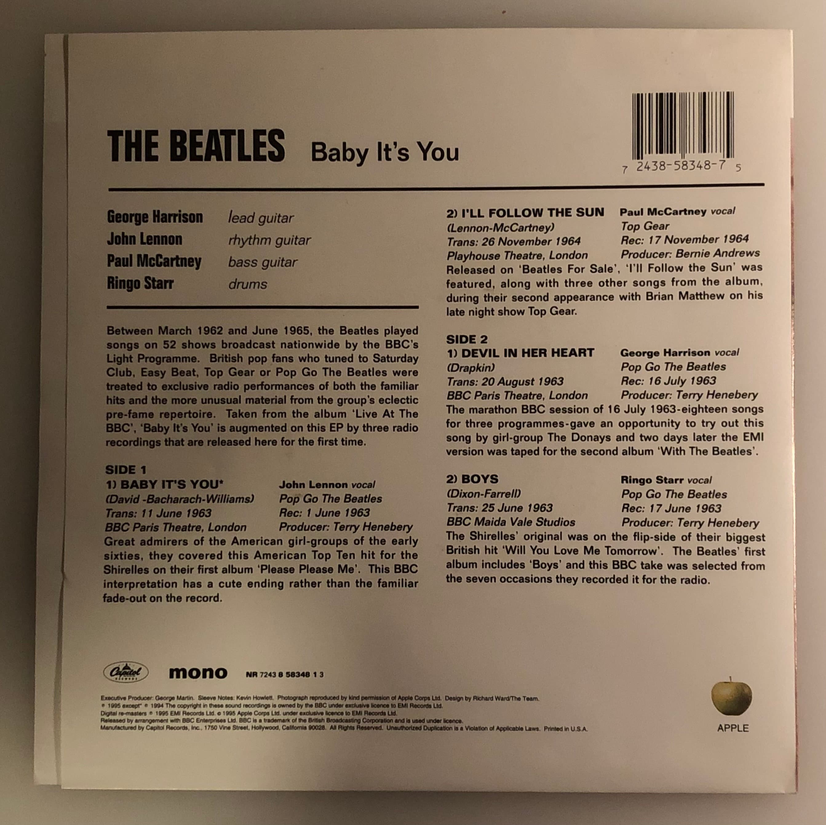 The Beatles - Baby It's You - Mint MONO 45 EP & PS - Etsy