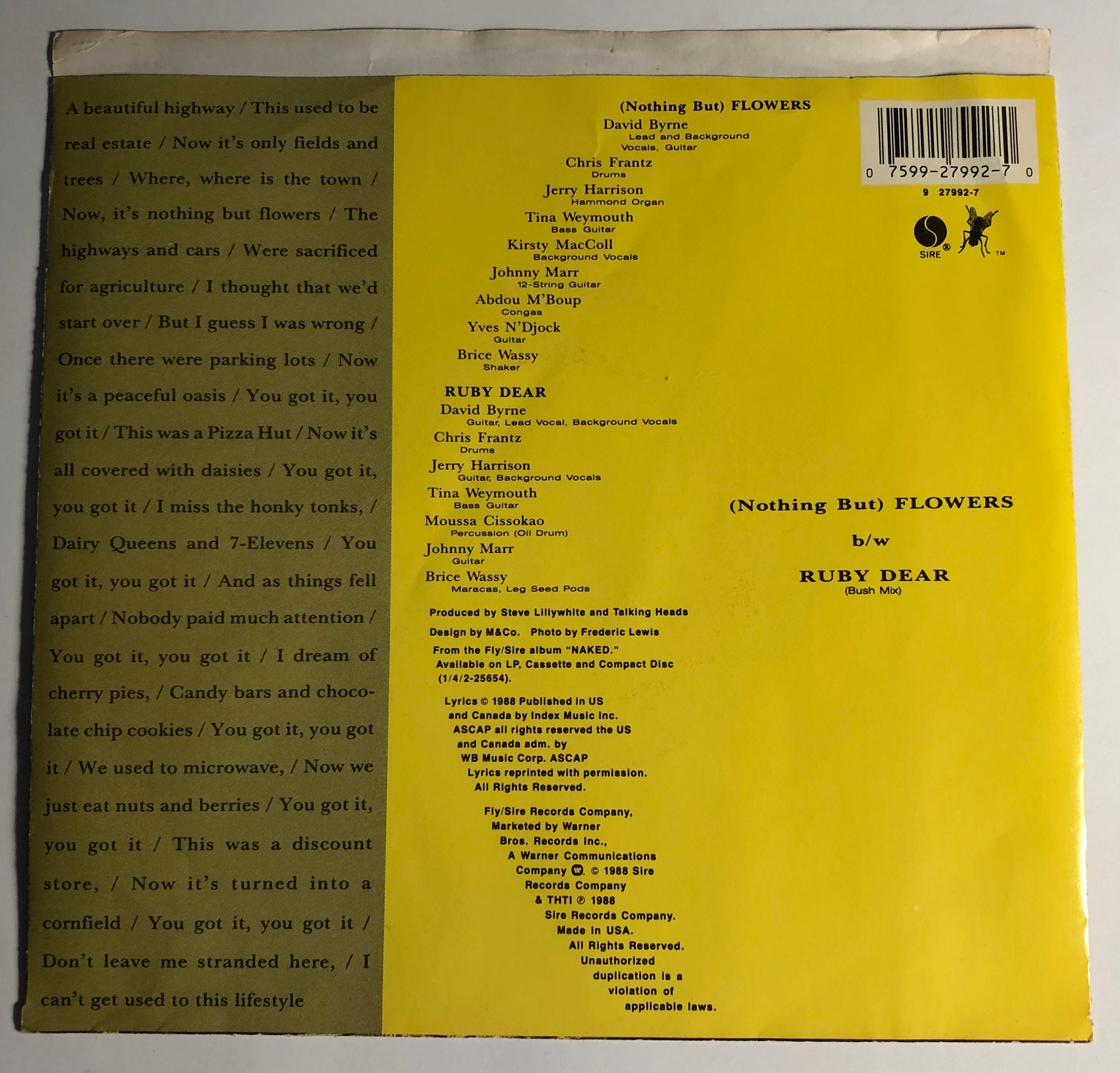 トーキング・ヘッズ / Nothing But Flowers and Ruby Dear / 45回転