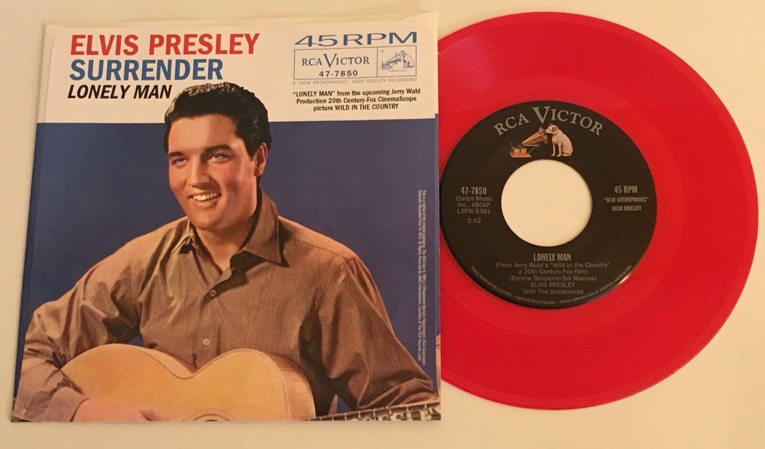 Elvis Presley / Surrender & Lonely Man / RCA Red Vinyl 45 W PS